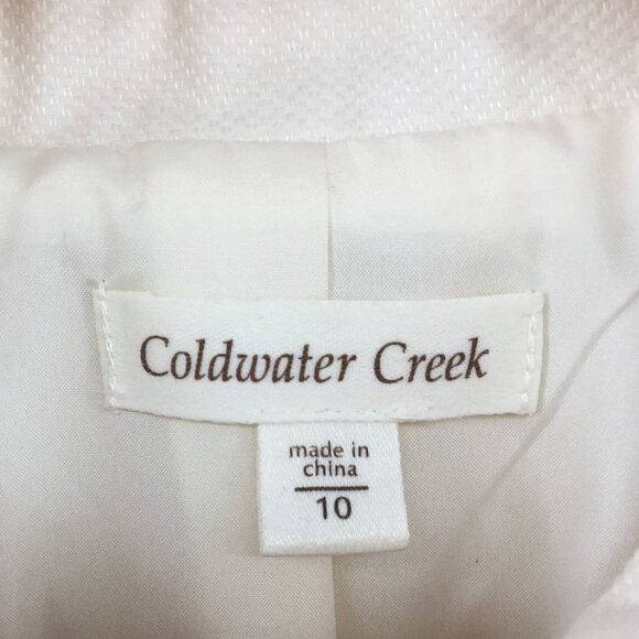 Coldwater Creek Embroidered Beaded Cotton Linen Jacket White 10 - Picture 4 of 5